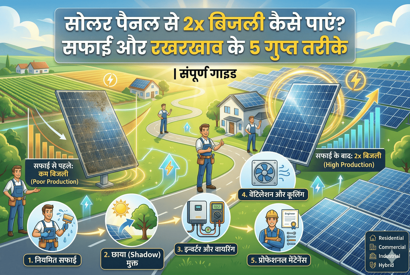 सोलर पैनल से 2x बिजली कैसे पाएं? सफाई और रखरखाव के 5 गुप्त तरीके | Narayana Solar