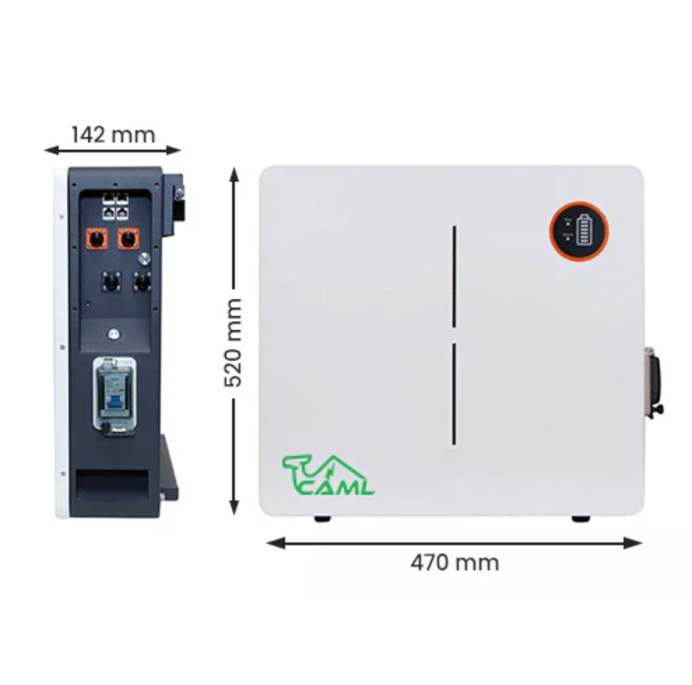CAML 51.2 V 100 Ah, 5.12 kWh LiFePO4 Battery - Wall Mount