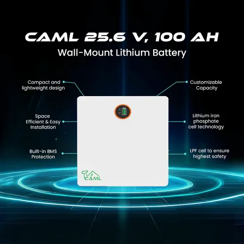 CAML 25.6V 100Ah (2.56kWh) LiFePO4 Wall-Mount Lithium Battery
