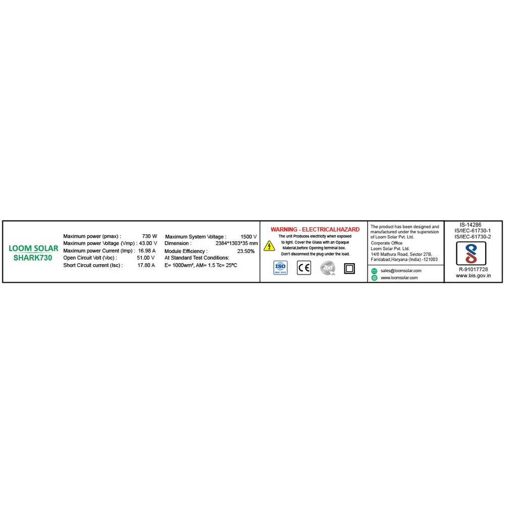 SHARK 730–750 Wp HJT Dual-Glass Solar Panel (Pack of 33)