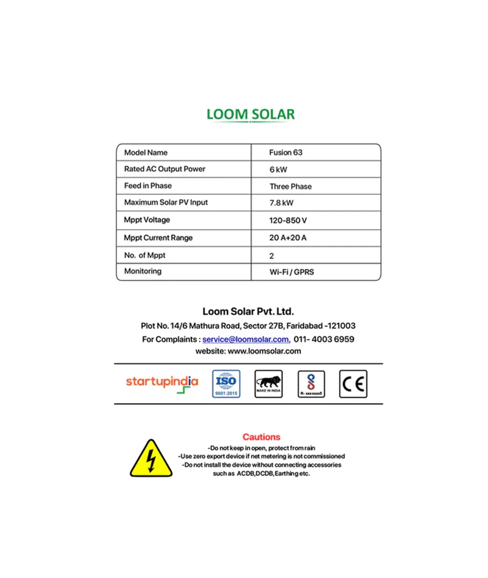 Fusion 6 kW, 3 ø On-Grid Solar Inverter