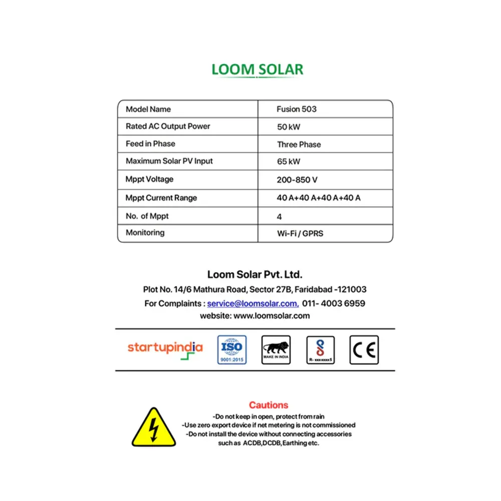 Fusion 50kW 3-Phase On-Grid Solar Inverter