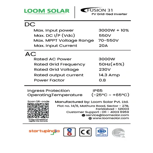 FUSION 3 kW Single Phase On-Grid Solar Inverter