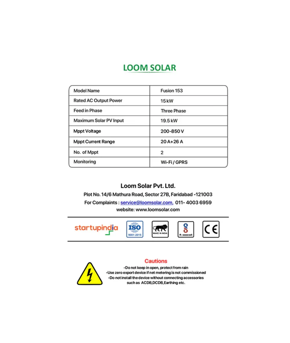 Fusion 15kW 3-Phase On-Grid Solar Inverter 