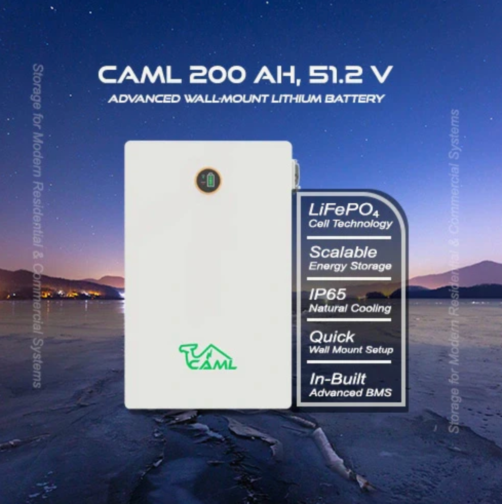 CAML 51.2V 200Ah (10.24kWh) LiFePO4 Battery – Wall Mount