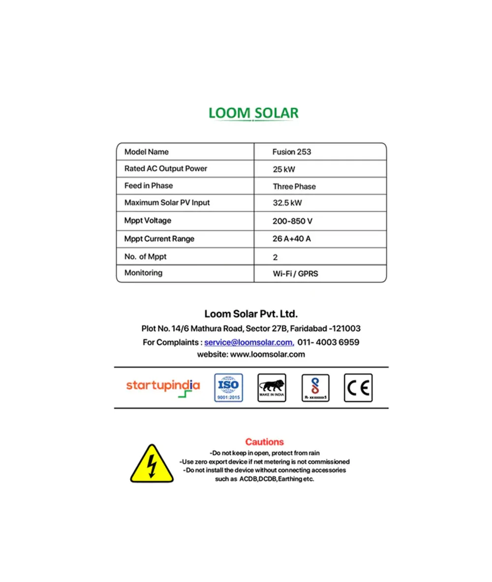 Fusion 25kW 3-Phase On-Grid Solar Inverter